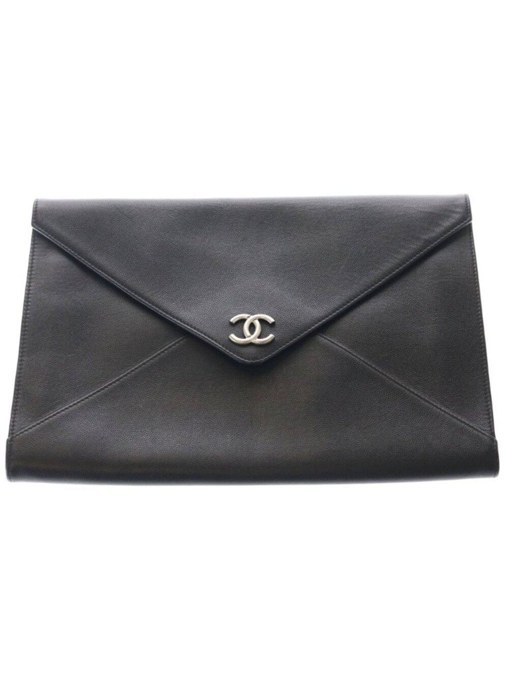 Chanel CC Logo Leather Clutch Black